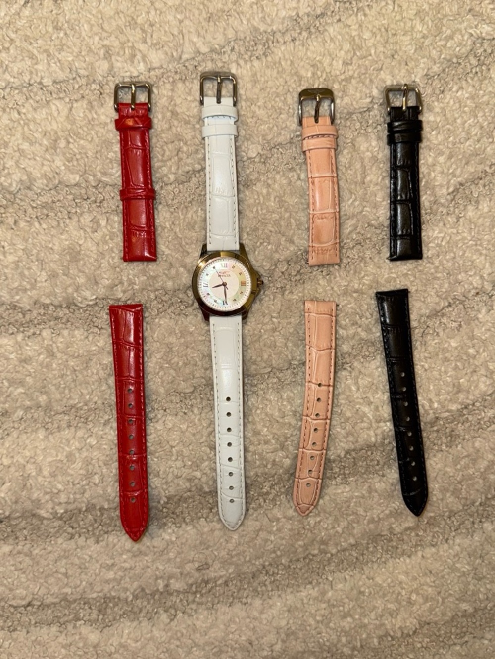 Interchangeable Strap Watch Set with White Watch Face